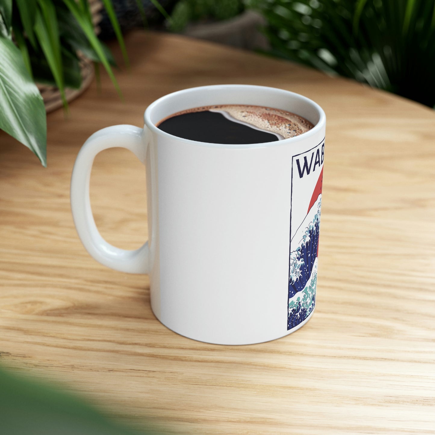 Indie Japanese Art, Japan Streeetwear Retro, Japanese Aesthetic Wave White Ceramic Mug 11oz