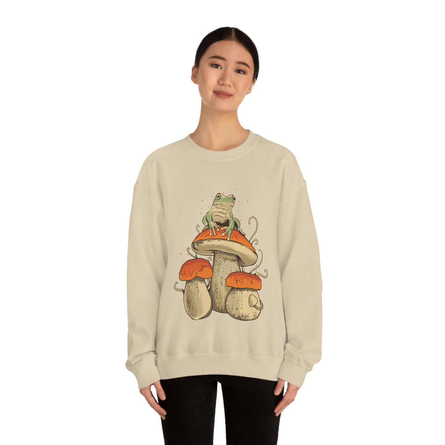 Cottagecore Aesthetic Mushrooms and Frog Sweatshirt