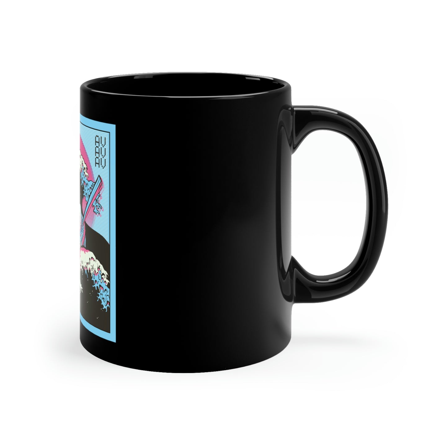 Japanese Aesthetic Ramen Wave Retrowave 11oz Black Mug