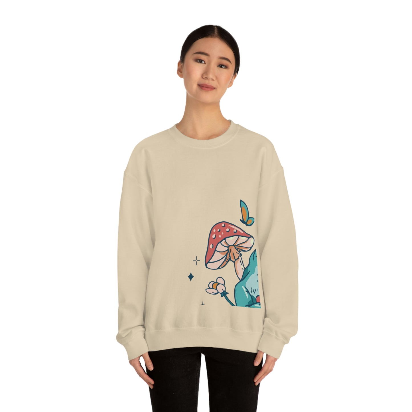 Cottagecore Aesthetic Mushrooms and Frog Sweatshirt