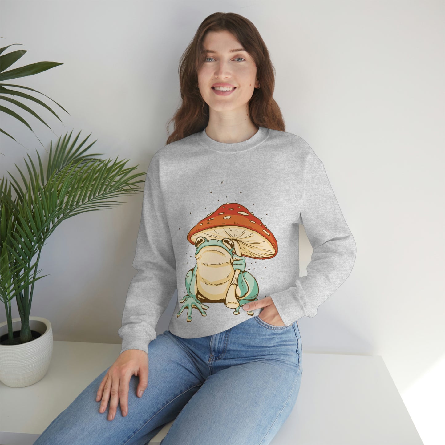 Cottagecore Aesthetic Mushrooms and Frog Sweatshirt