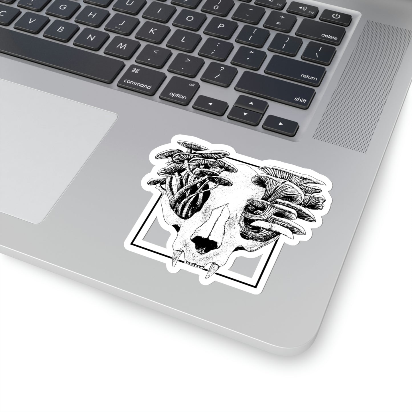Cottagecore Aesthetic Skull Mushrooms Art Sticker