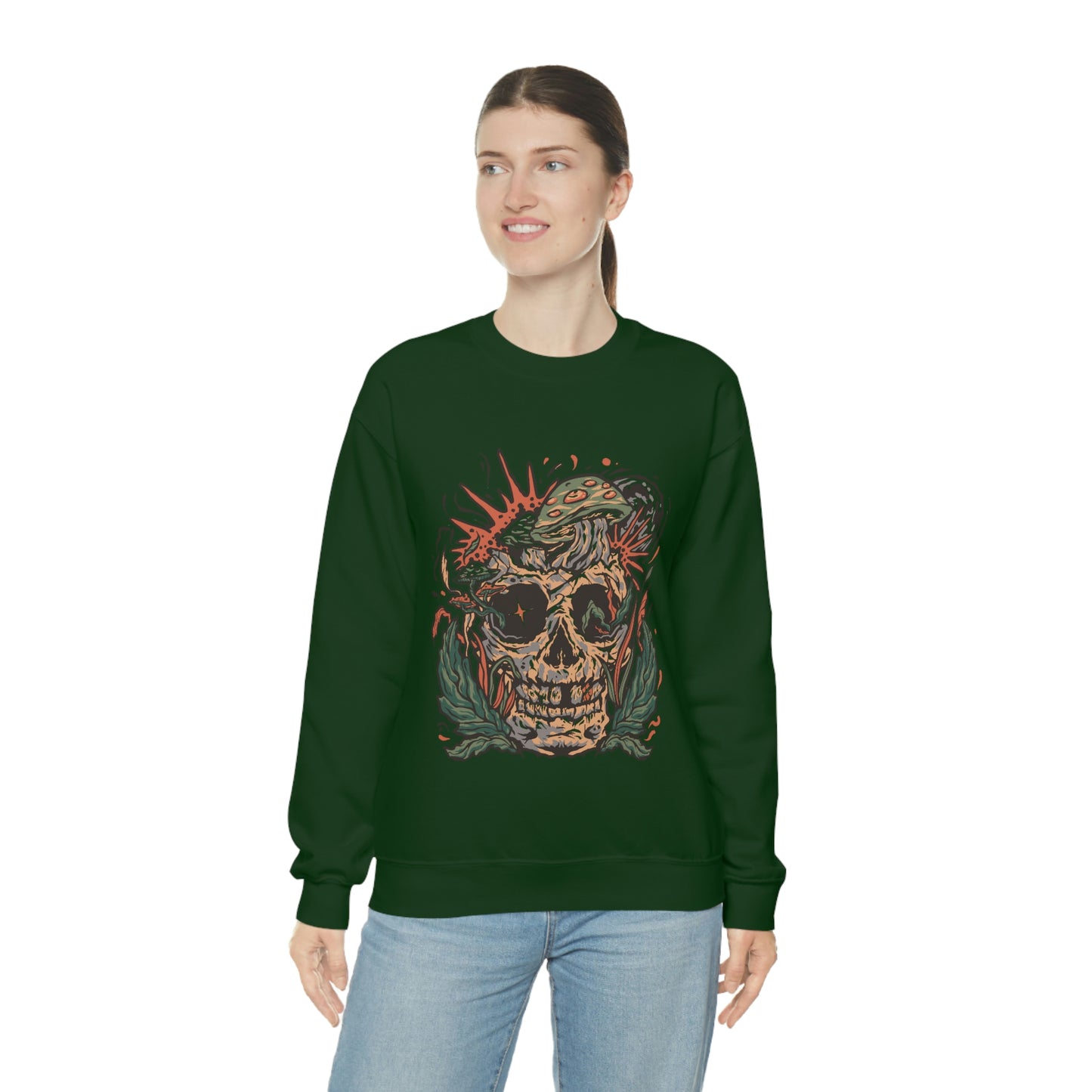 Cottagecore Skull and Mushrooms Floral Sweatshirt