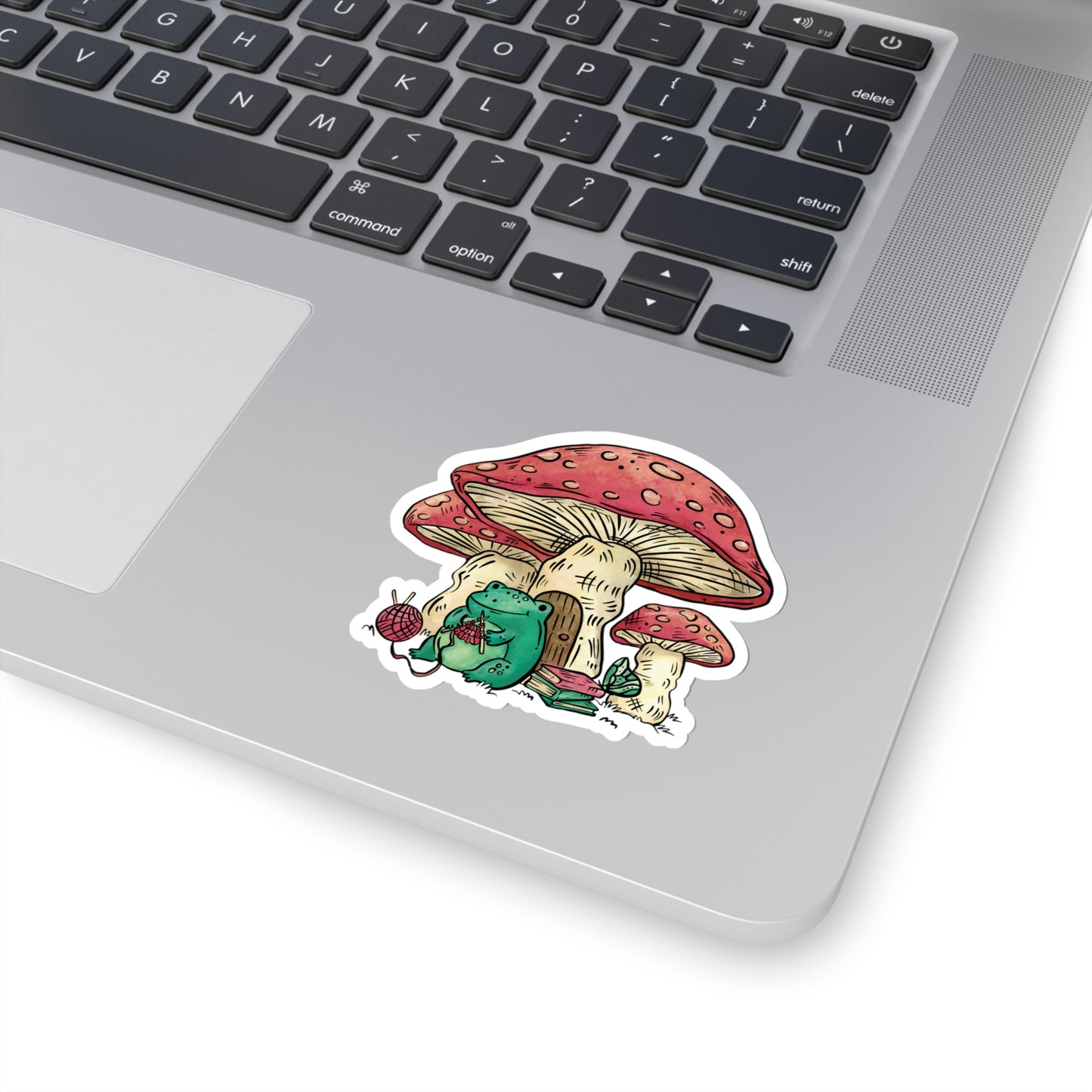 Cottagecore Aesthetic Mushrooms and Frog Cartoon Sticker