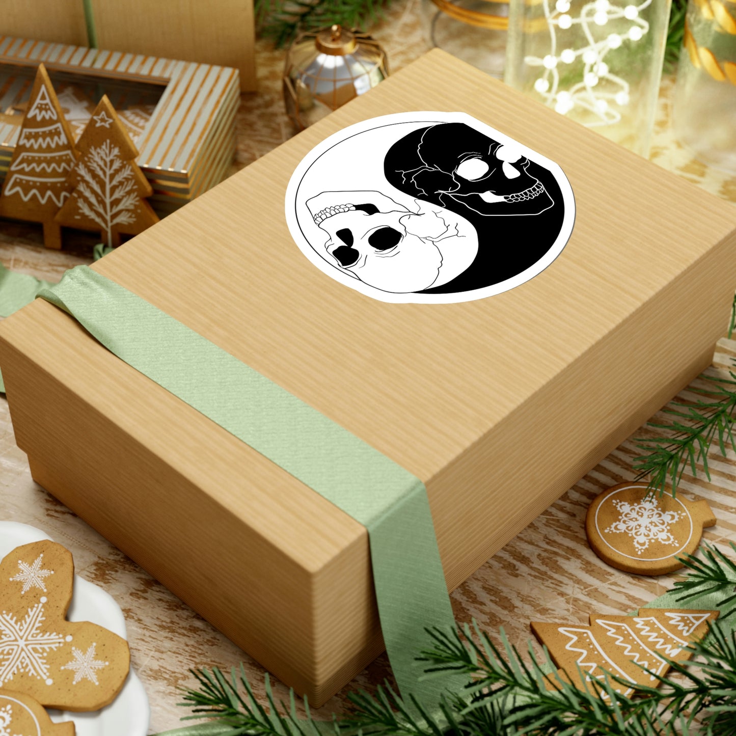 Ying Yang Skulls, Goth Aesthetic Sticker