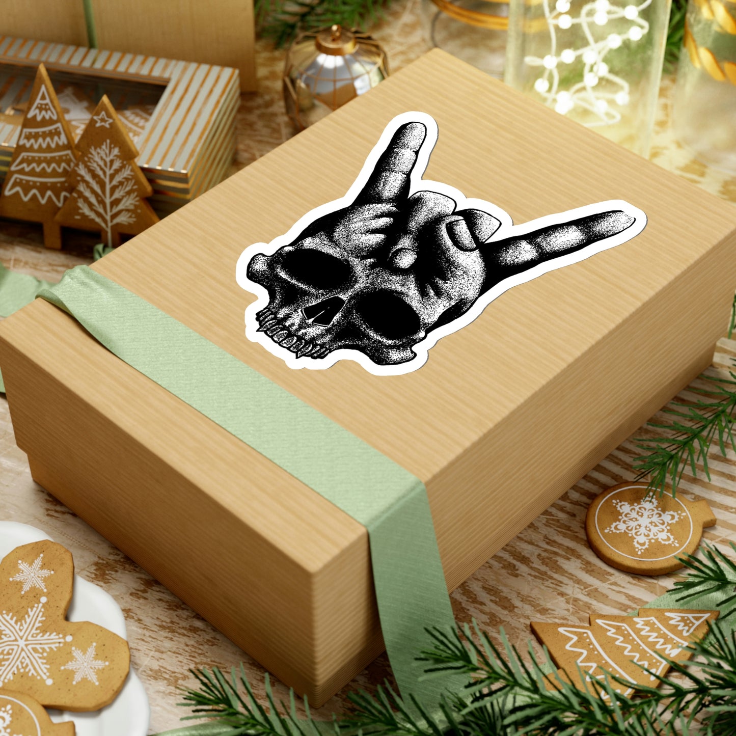 Heavy Metal Skull Rock Sign Sticker