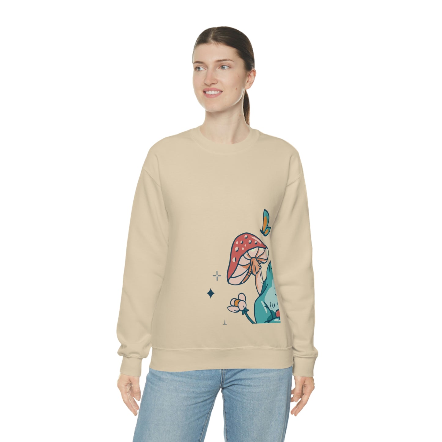 Cottagecore Aesthetic Mushrooms and Frog Sweatshirt