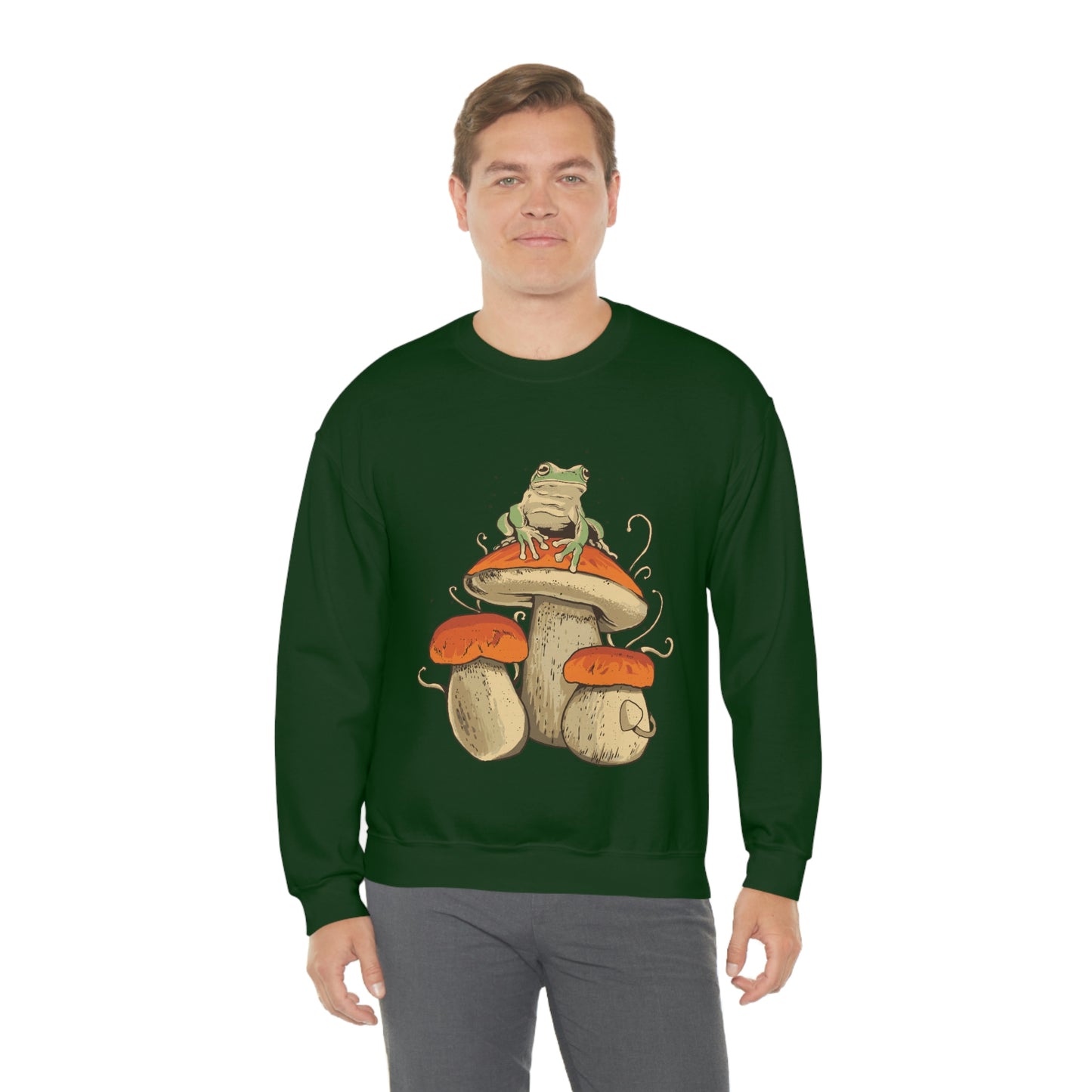 Cottagecore Aesthetic Mushrooms and Frog Sweatshirt