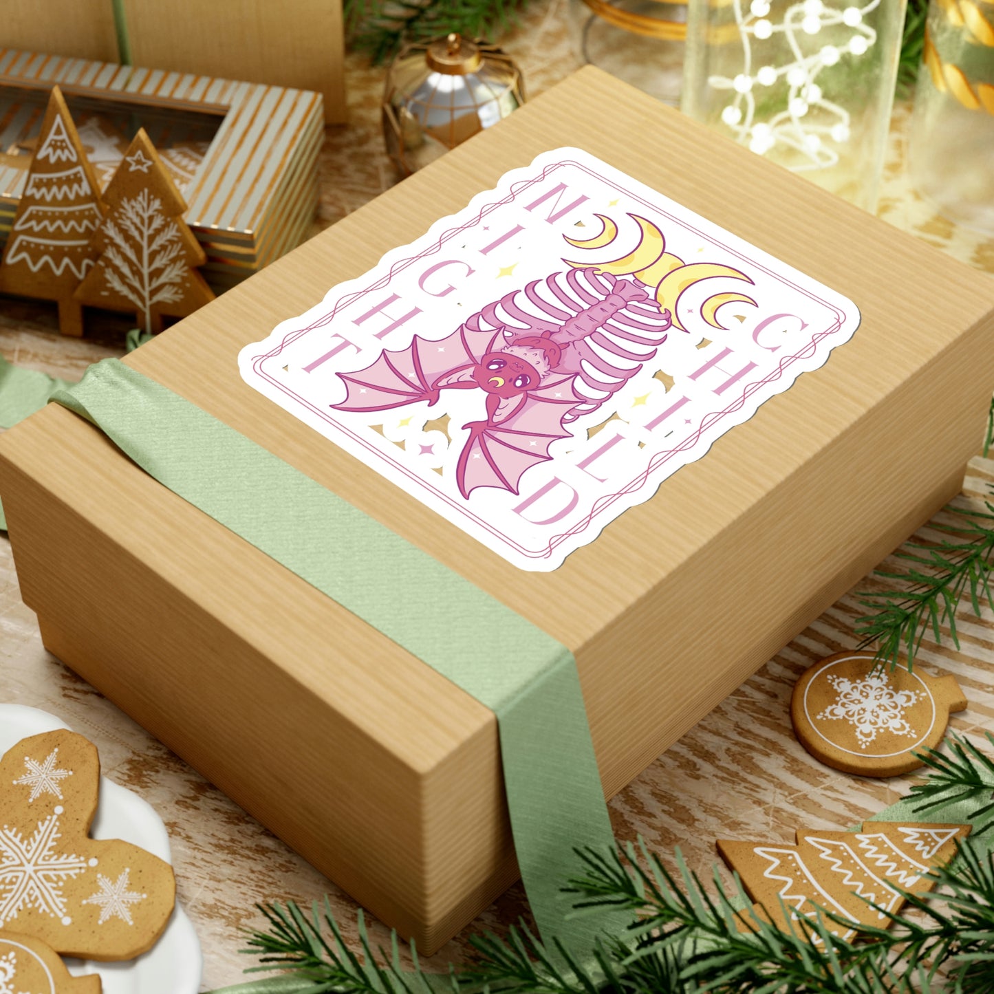 Pastel Goth NIght Child Bat Graphic, Goth Aesthetic Sticker