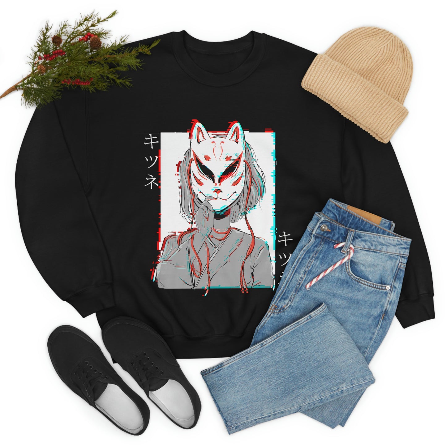 Japanese Aesthetic Kitsune Japan Mask Sweatshirt