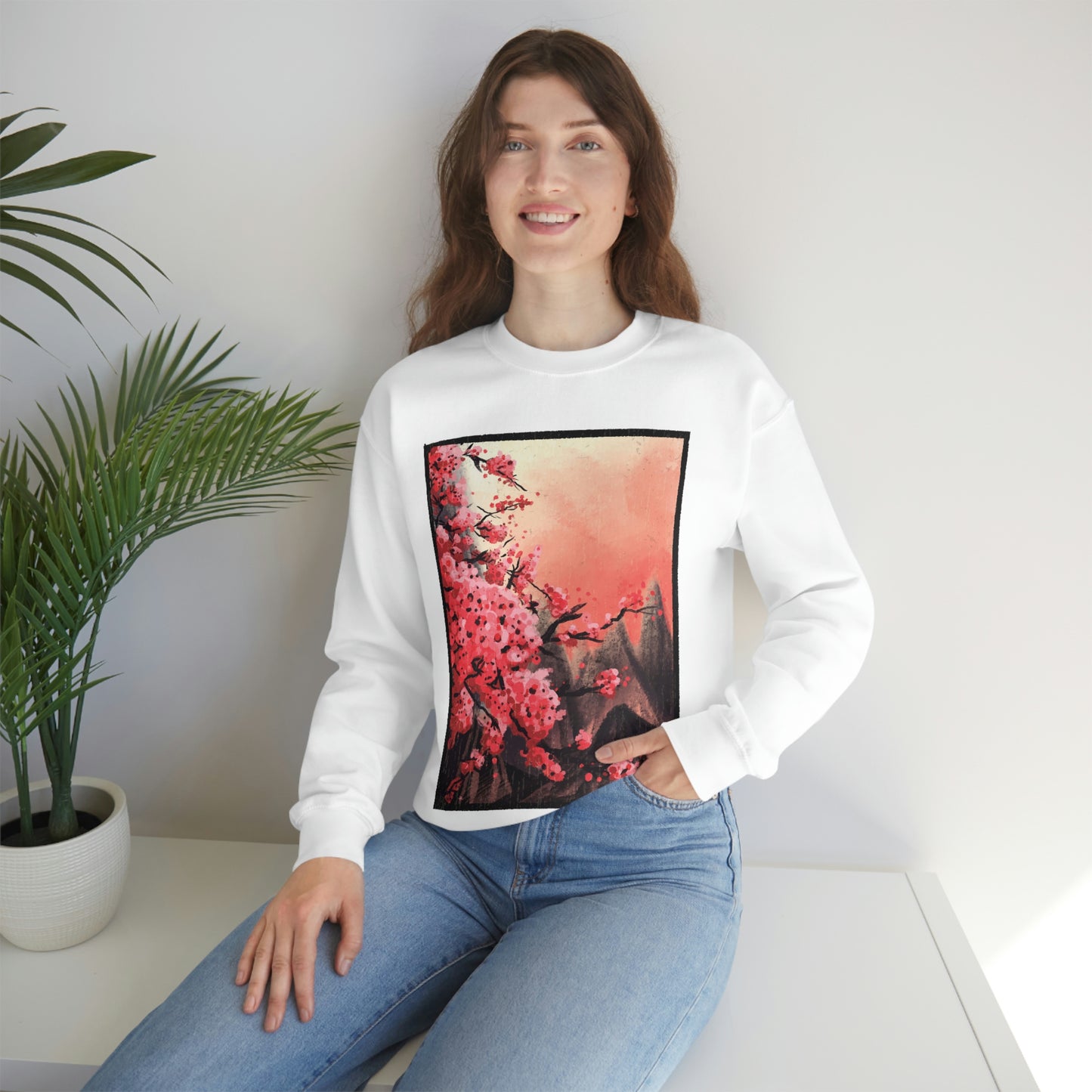 Indie Japanese Art, Japan Streeetwear Retro, Japanese Aesthetic Blossom Sweatshirt