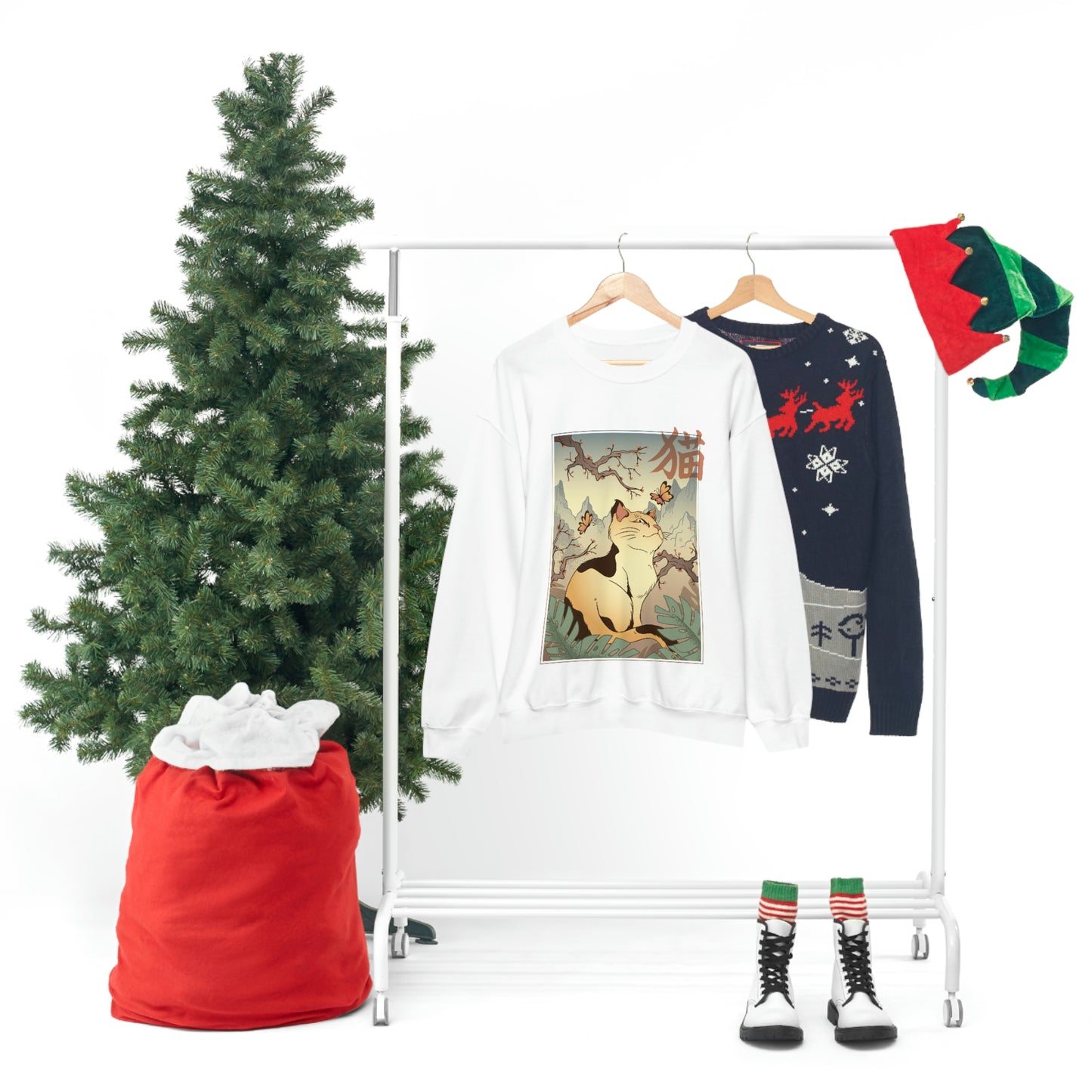Indie Japanese Art Retro, Japanese Aesthetic Cat Sweatshirt