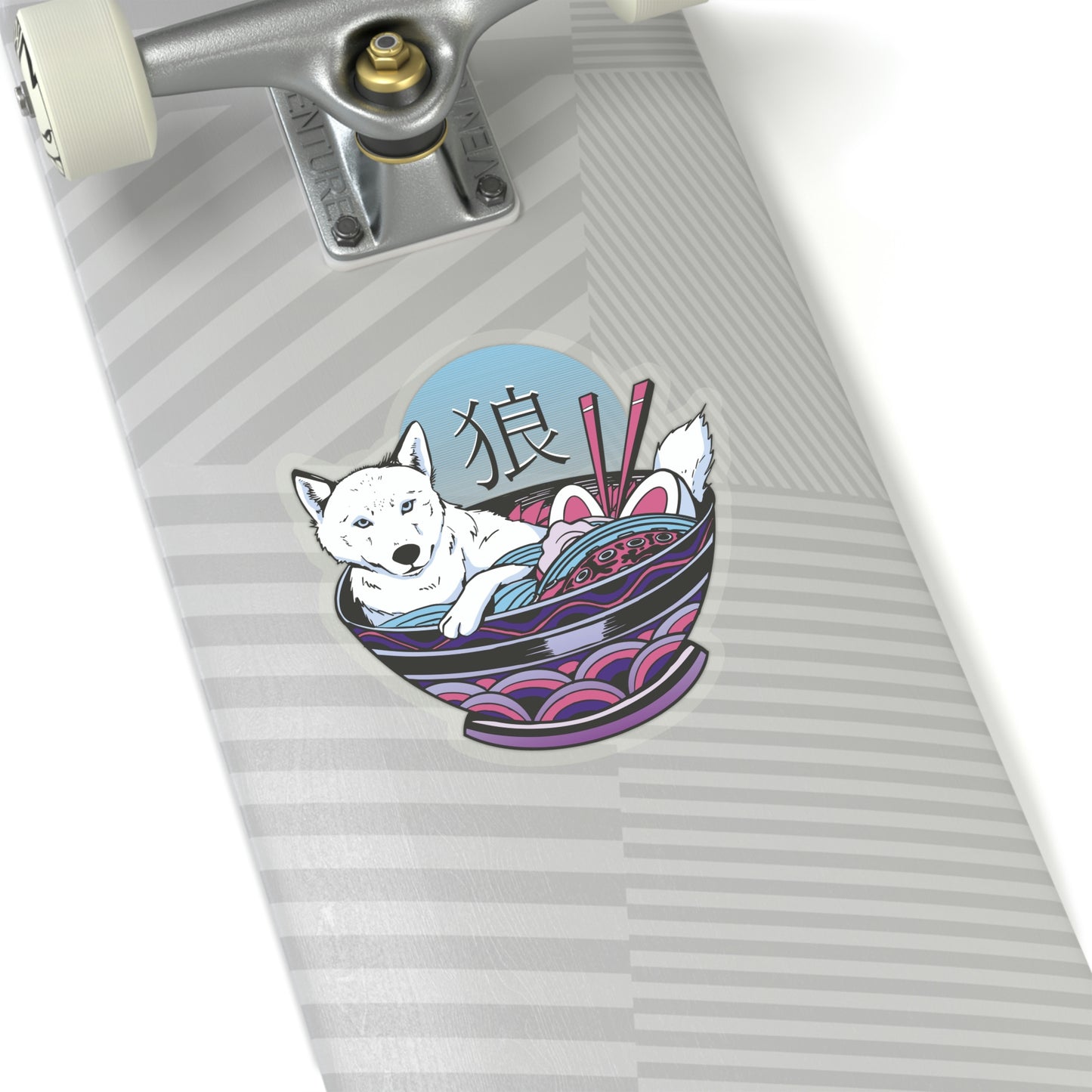 Retrowave Wolf In Ramen, Vaporwave Sticker