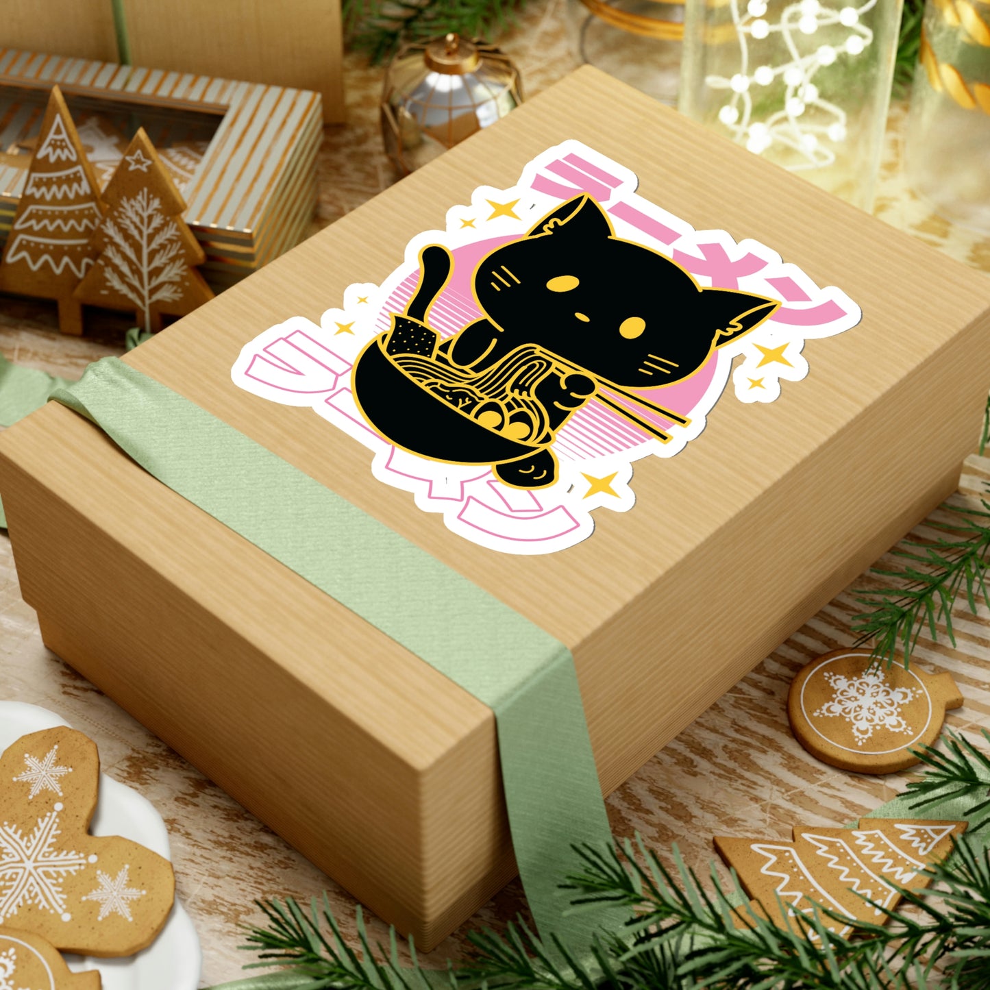 Vaporwave Cat Eating Ramen Pastel Kawaii Aesthetic, Yami Kawaii, Japanese Aesthetic Otaku Sticker