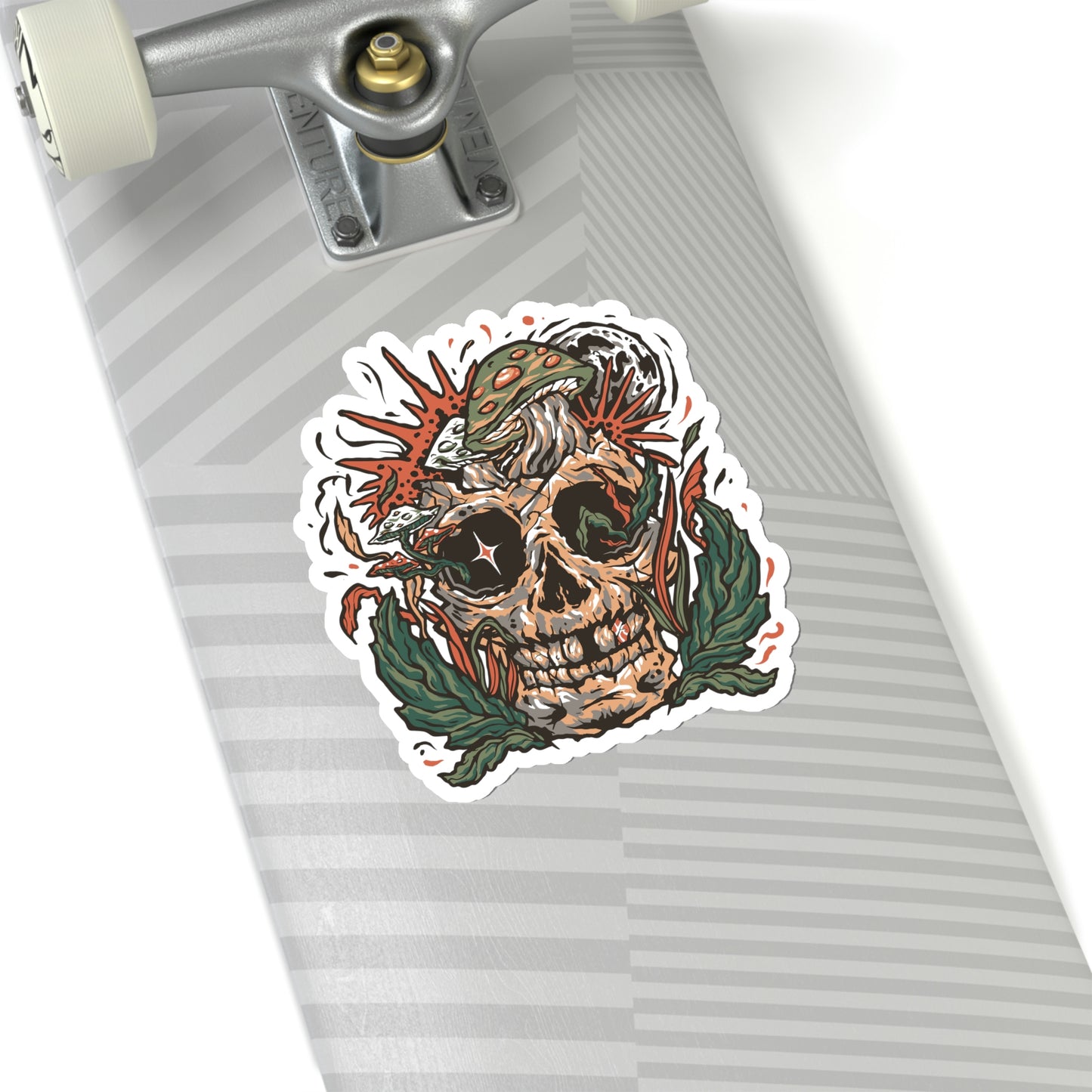Cottagecore Skull and Mushrooms Floral Sticker