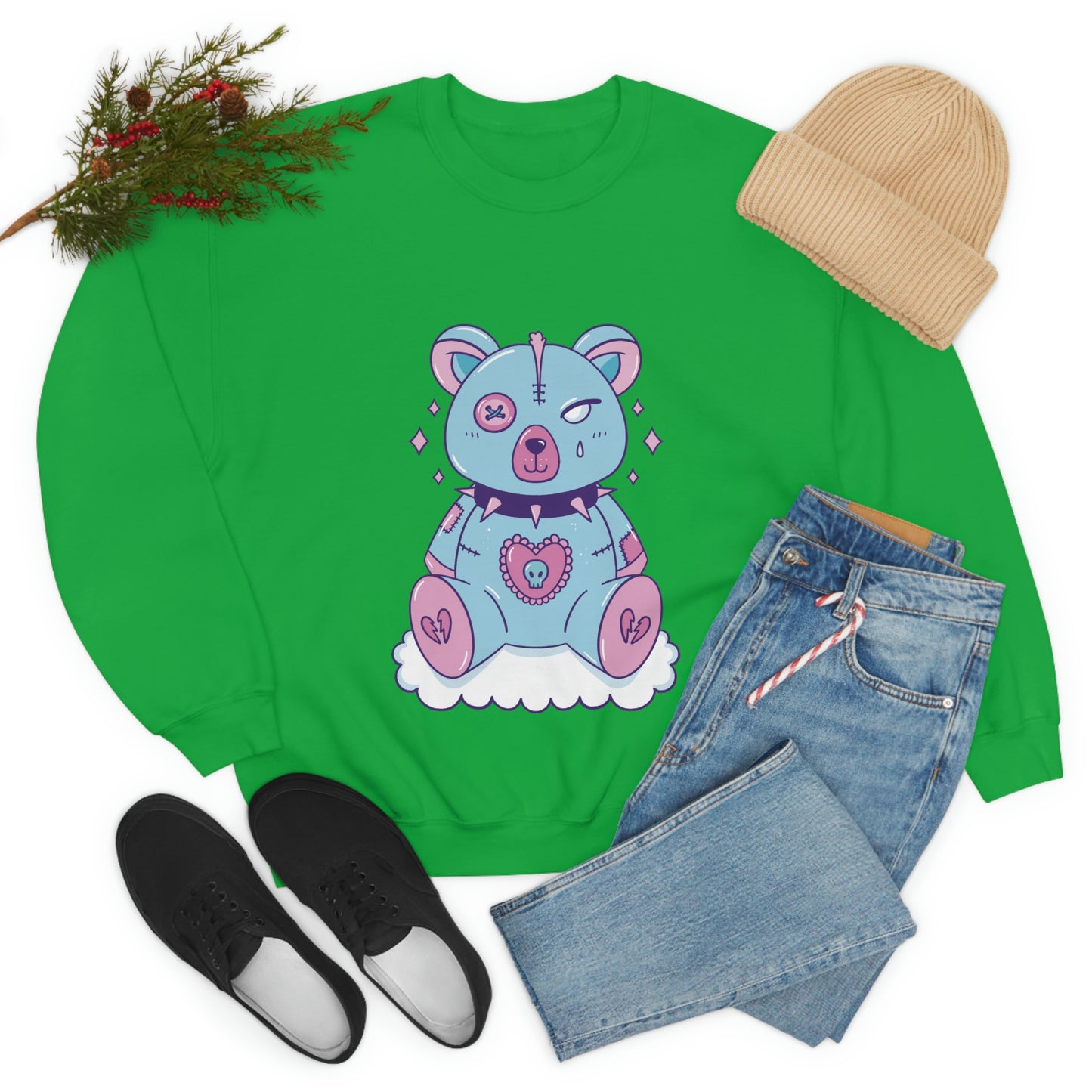 Pastel Goth Bear, Goth Aesthetic Sweatshirt