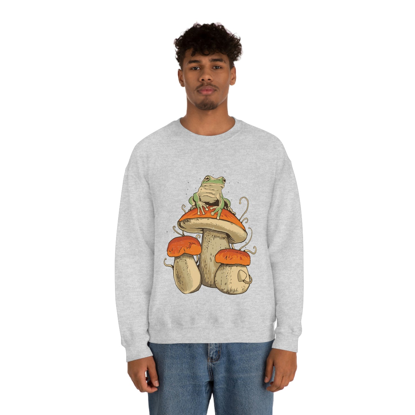 Cottagecore Aesthetic Mushrooms and Frog Sweatshirt