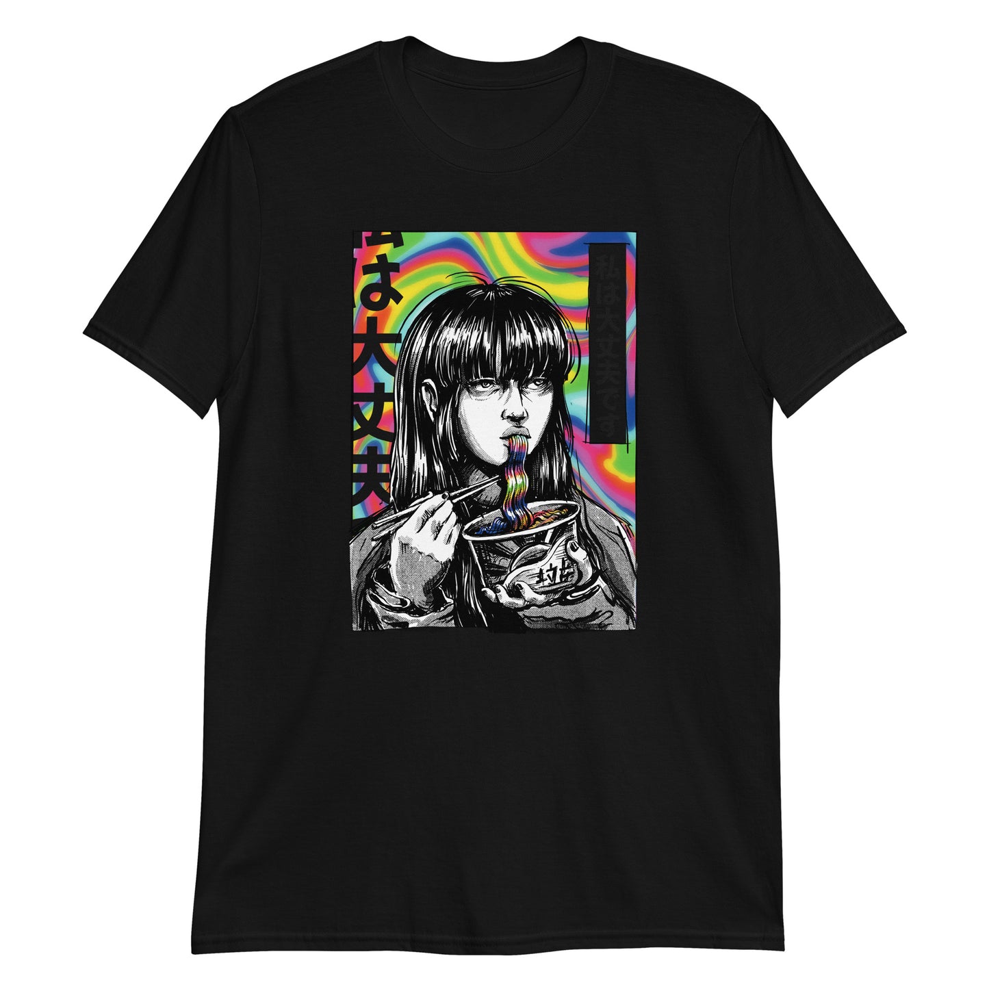 Japan Comic Psychedelic Girl Eating Ramen T-Shirt