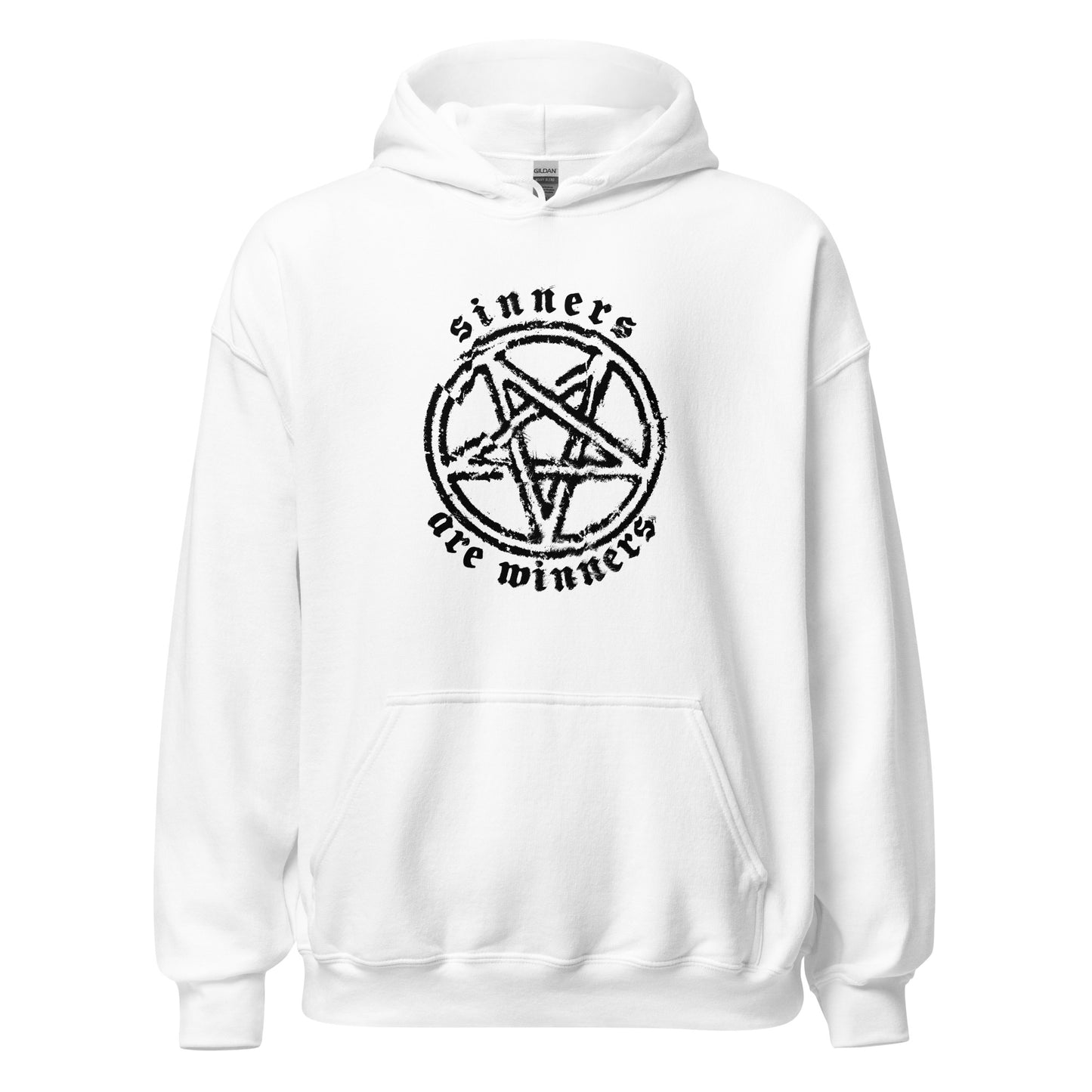 Goth Sinners Are Winners White Hoodie