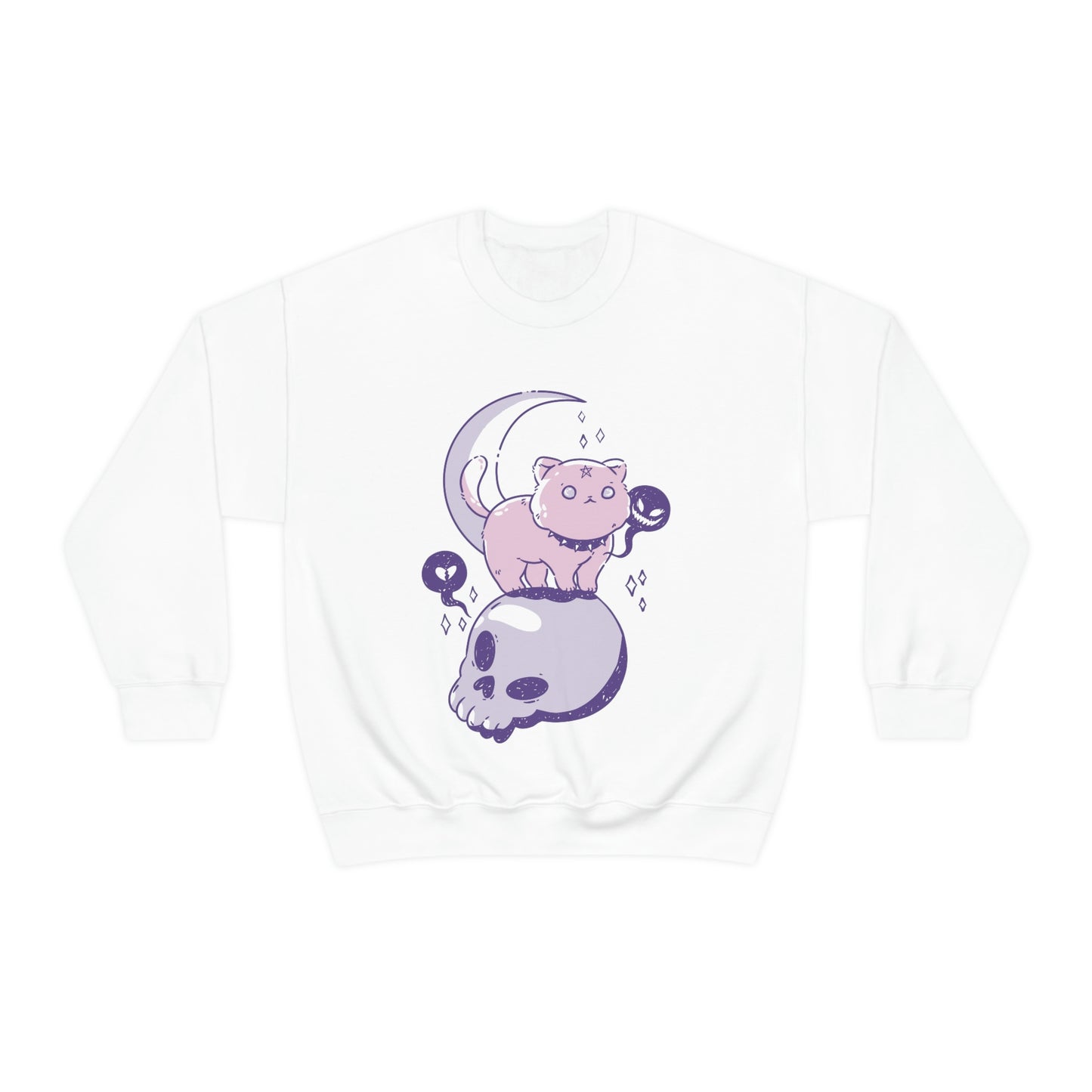 Pastel Goth Cat On Skull Goth Aesthetic Sweatshirt