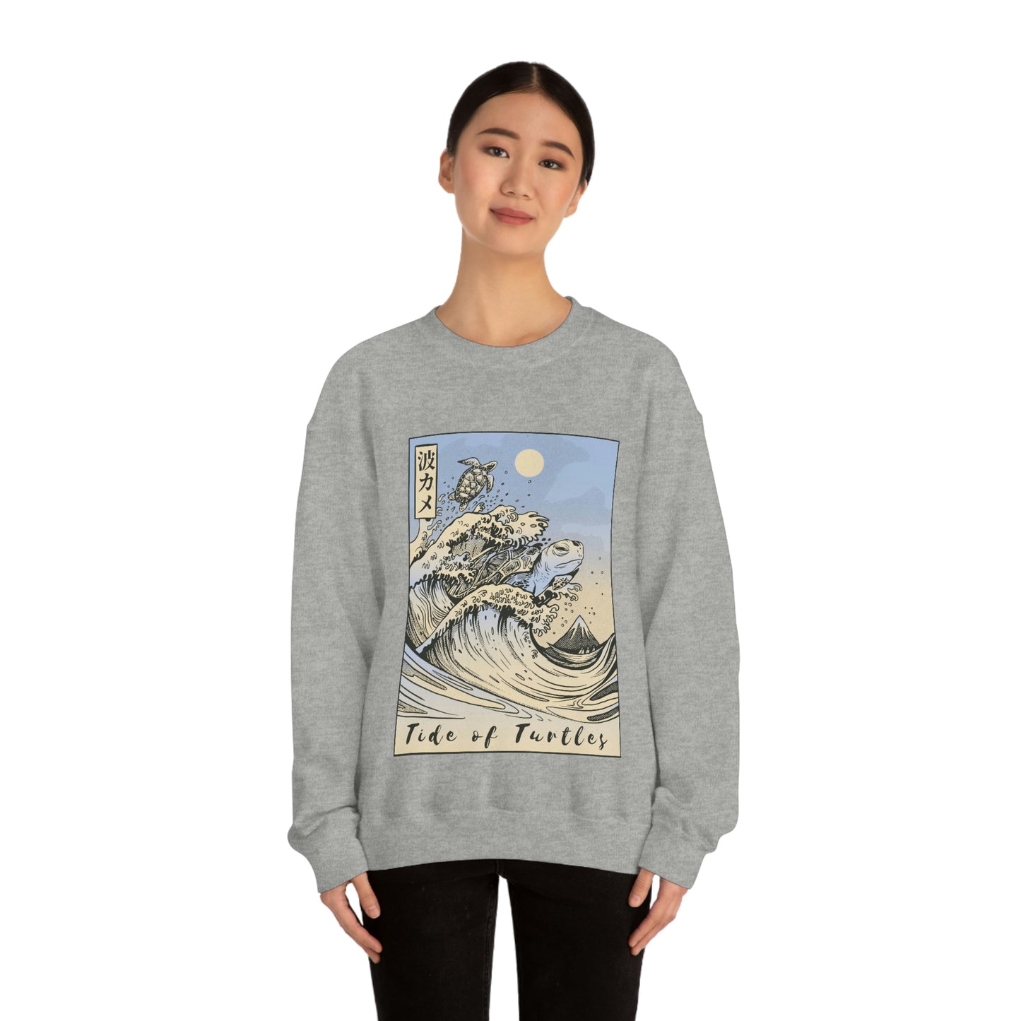 Japan Streeetwear Retro, Japanese Aesthetic Wave Turtles Sweatshirt