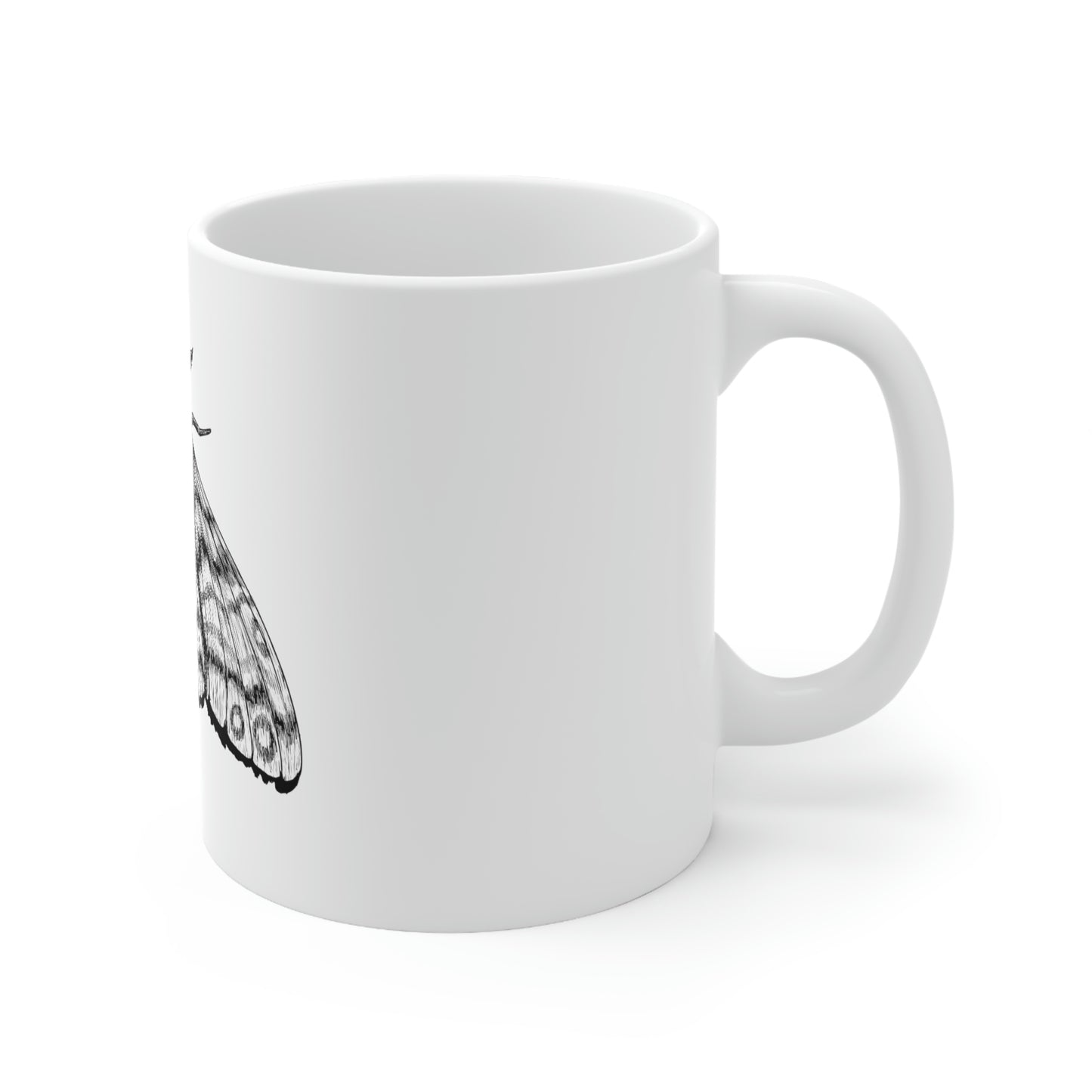 Ink Moth Skull White Ceramic Mug