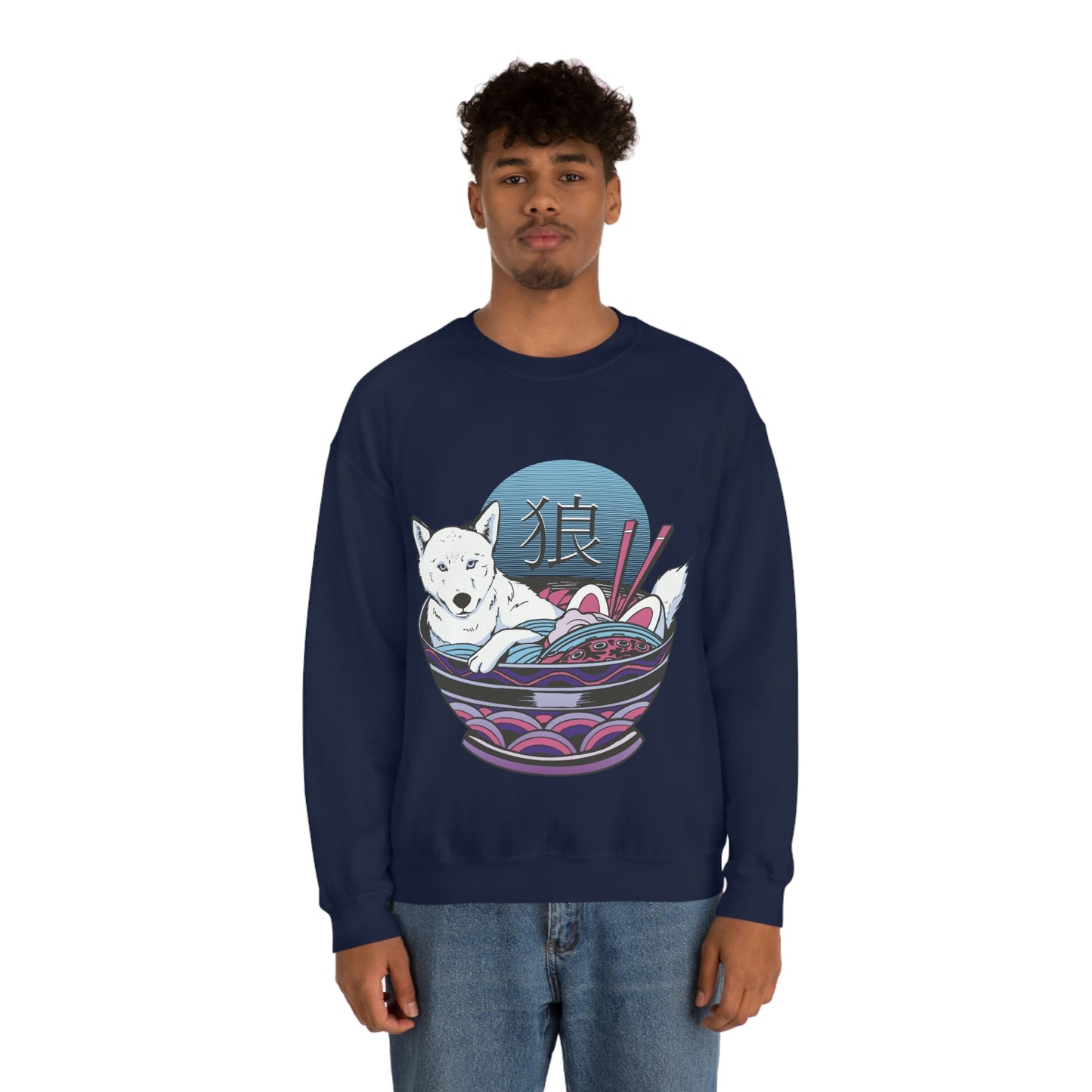 Retrowave Wolf In Ramen, Vaporwave Sweatshirt