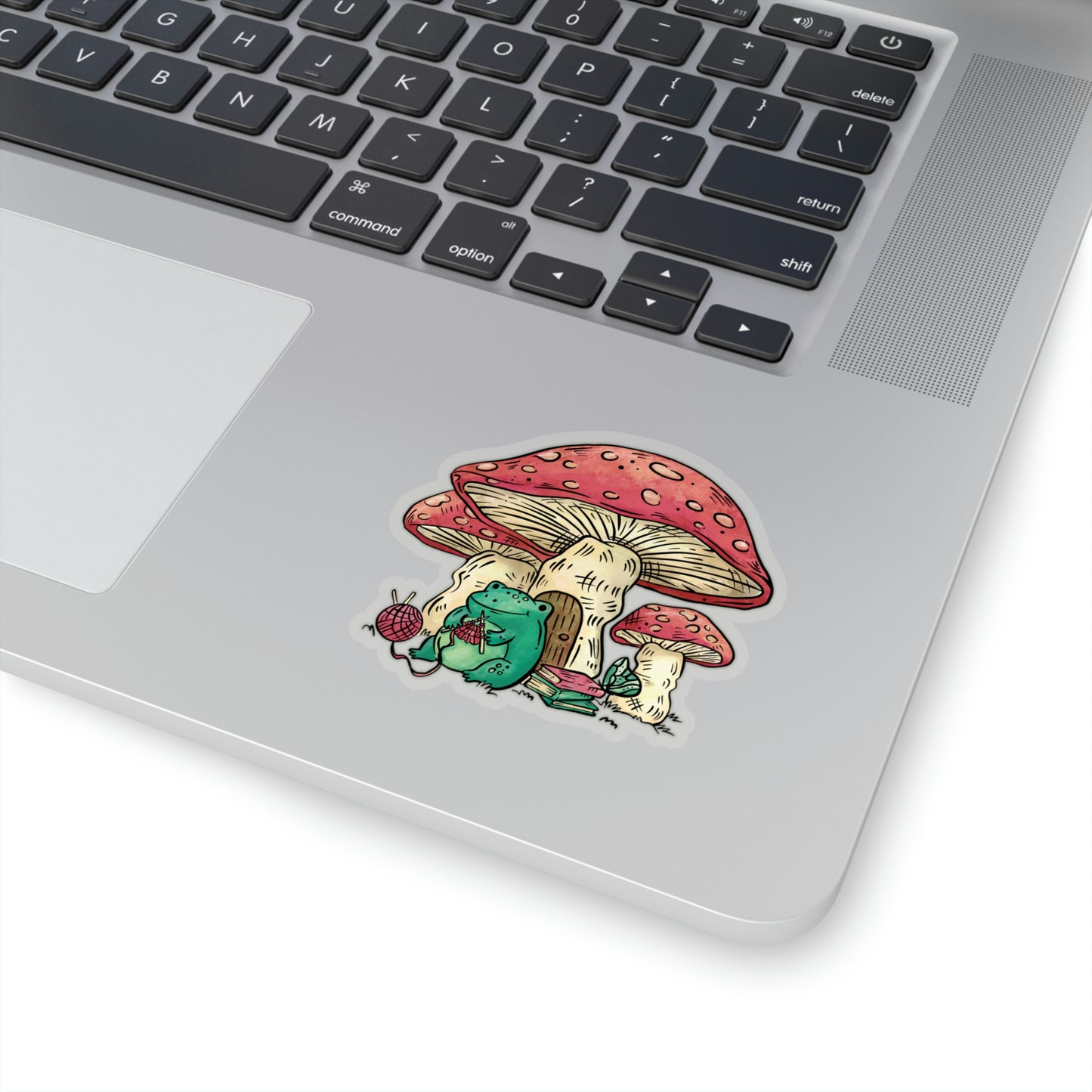 Cottagecore Aesthetic Mushrooms and Frog Cartoon Sticker