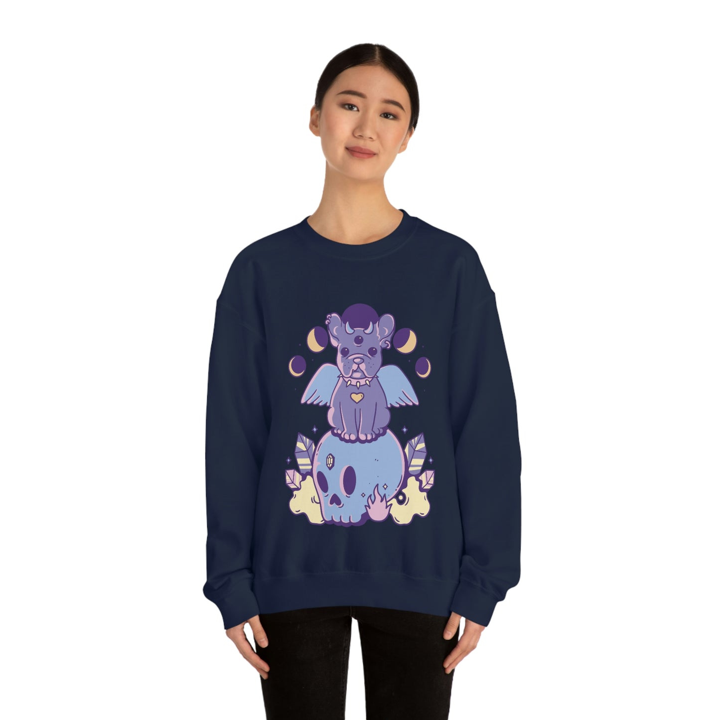 Pastel Goth Dog On Skull Goth Aesthetic Sweatshirt