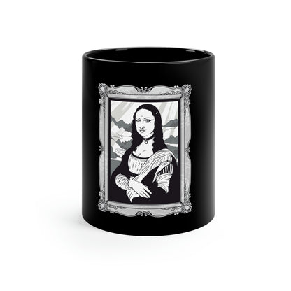 Mona Lisa in Goth Style, Gothic Aesthetic 11oz Black Mug