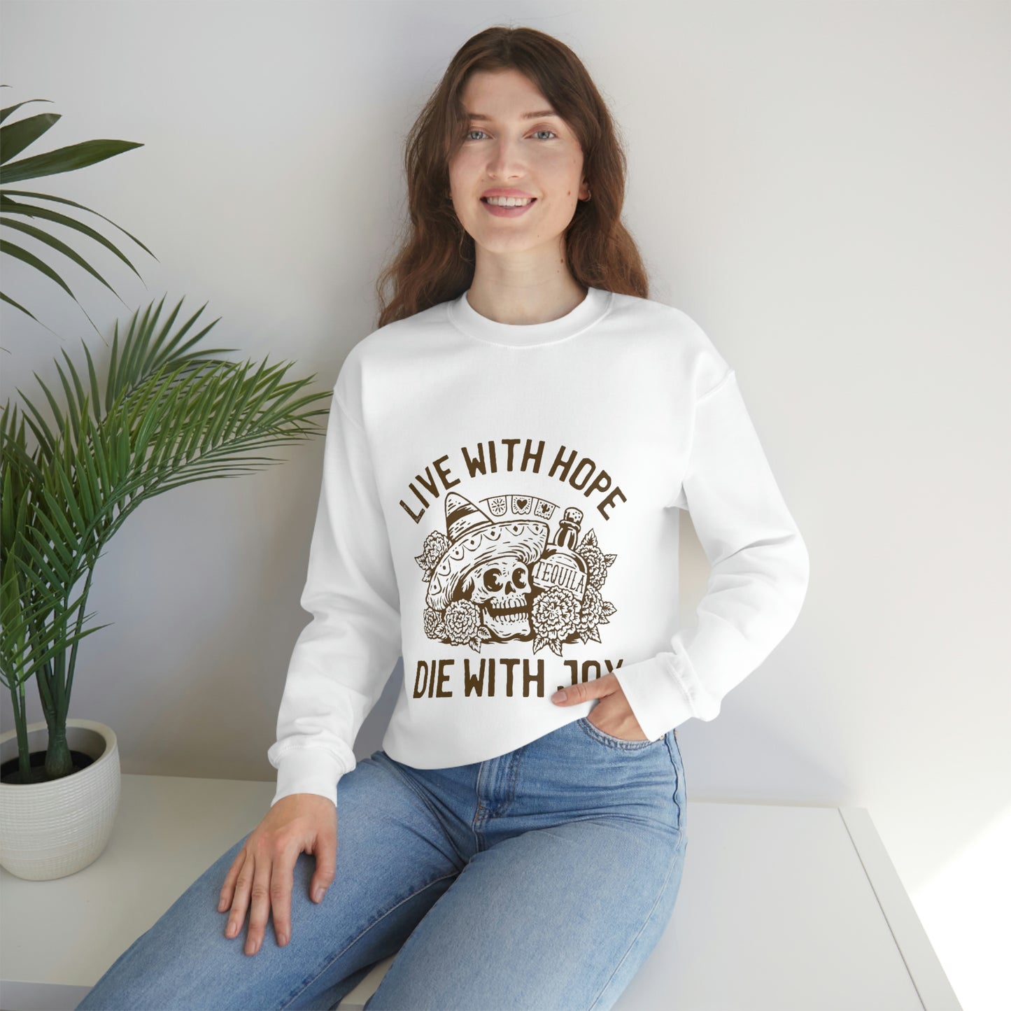 Live with hope die with joy day of the dead skull Sweatshirt