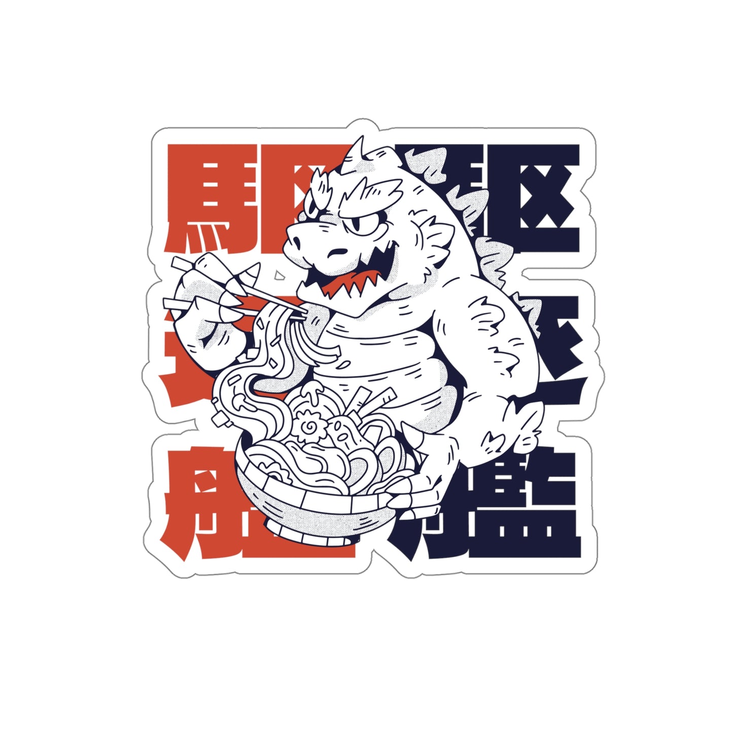 Japanese Aesthetic Monster Eating Ramen Sticker