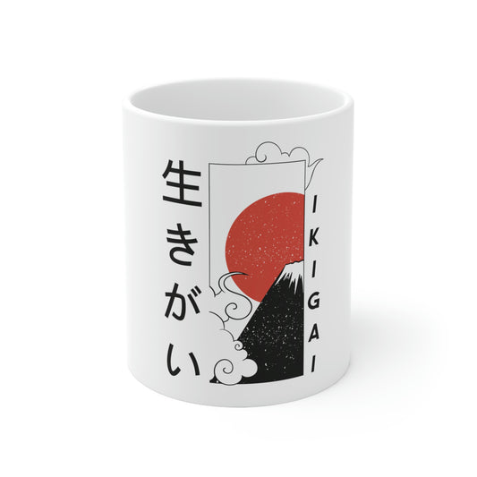 Japanese Aesthetic Ikigai Graphic White Mug