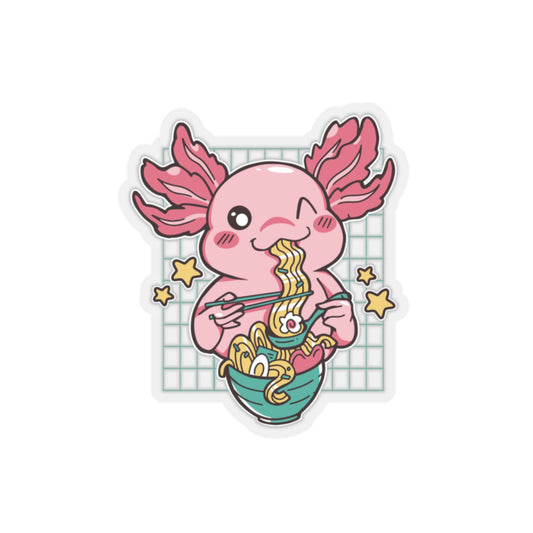 Cute Axolotl Eating Ramen Pastel Kawaii Aesthetic, Yami Kawaii, Japanese Aesthetic Otaku Sticker