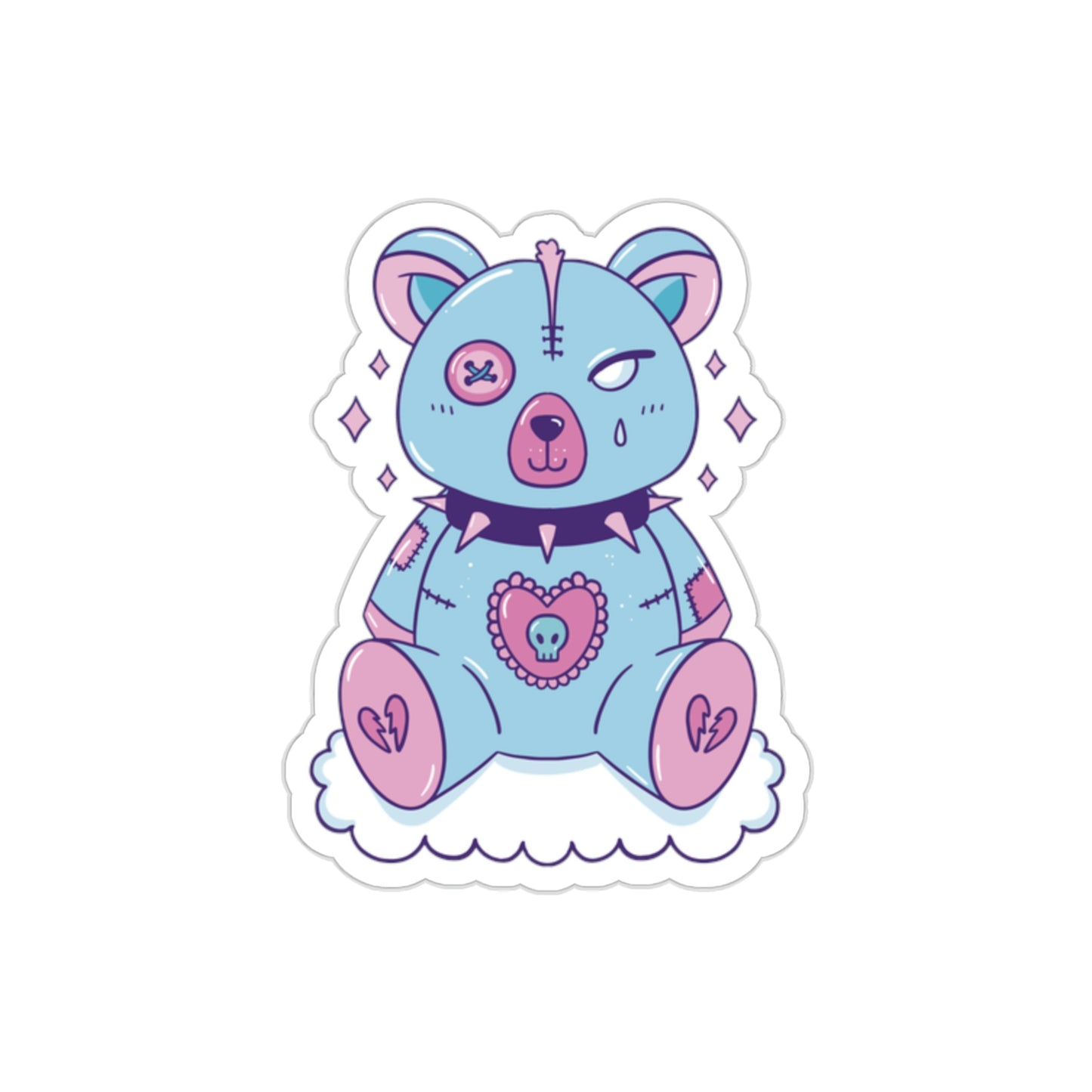 Pastel Goth Bear, Goth Aesthetic Sticker