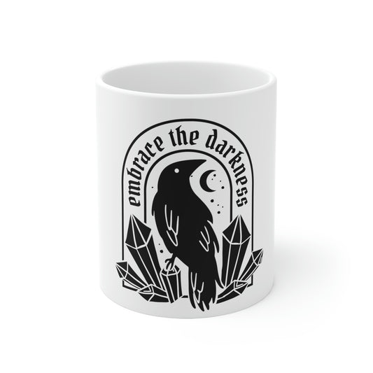 Embrace The Darkness Goth Aesthetic White Ceramic Mug