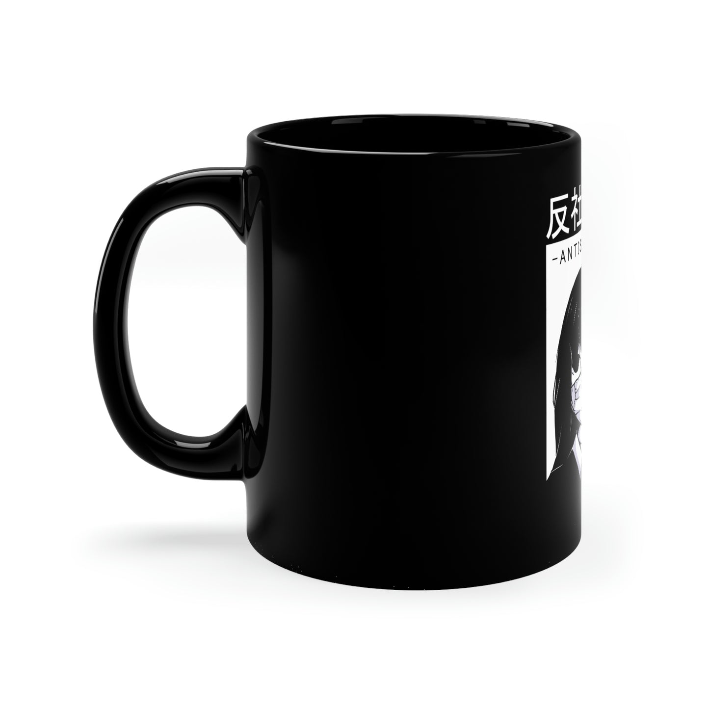 Antisocial, Japanese Aesthetic, Goth Aesthetic 11oz Black Mug