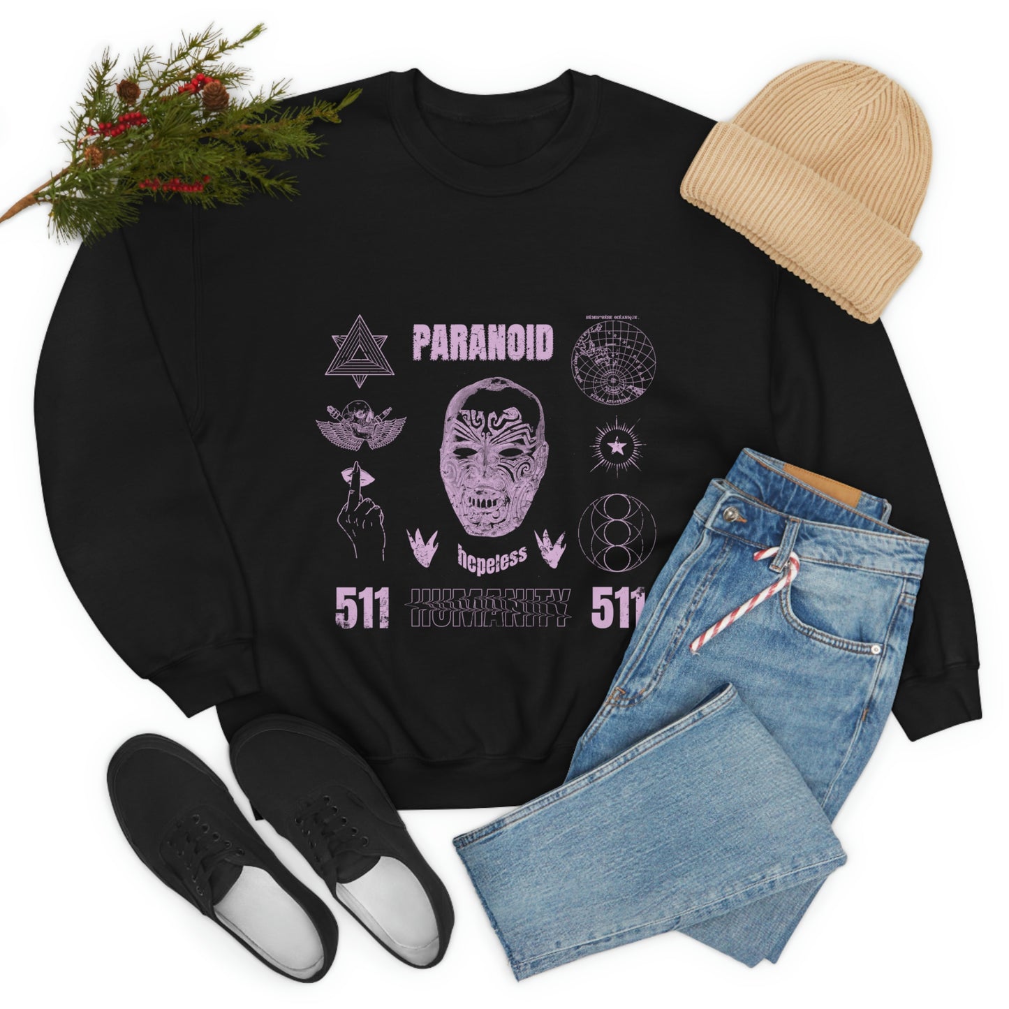 Paranoid Humanity Grunge Y2k Aesthetic Sweatshirt