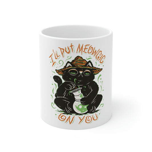 Ill put Meowgic On You Goth Aesthetic White Ceramic Mug