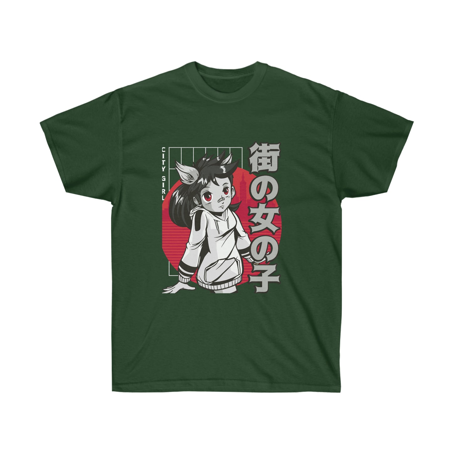 Japanese Aesthetic Anime City Girl Dark T-Shirt