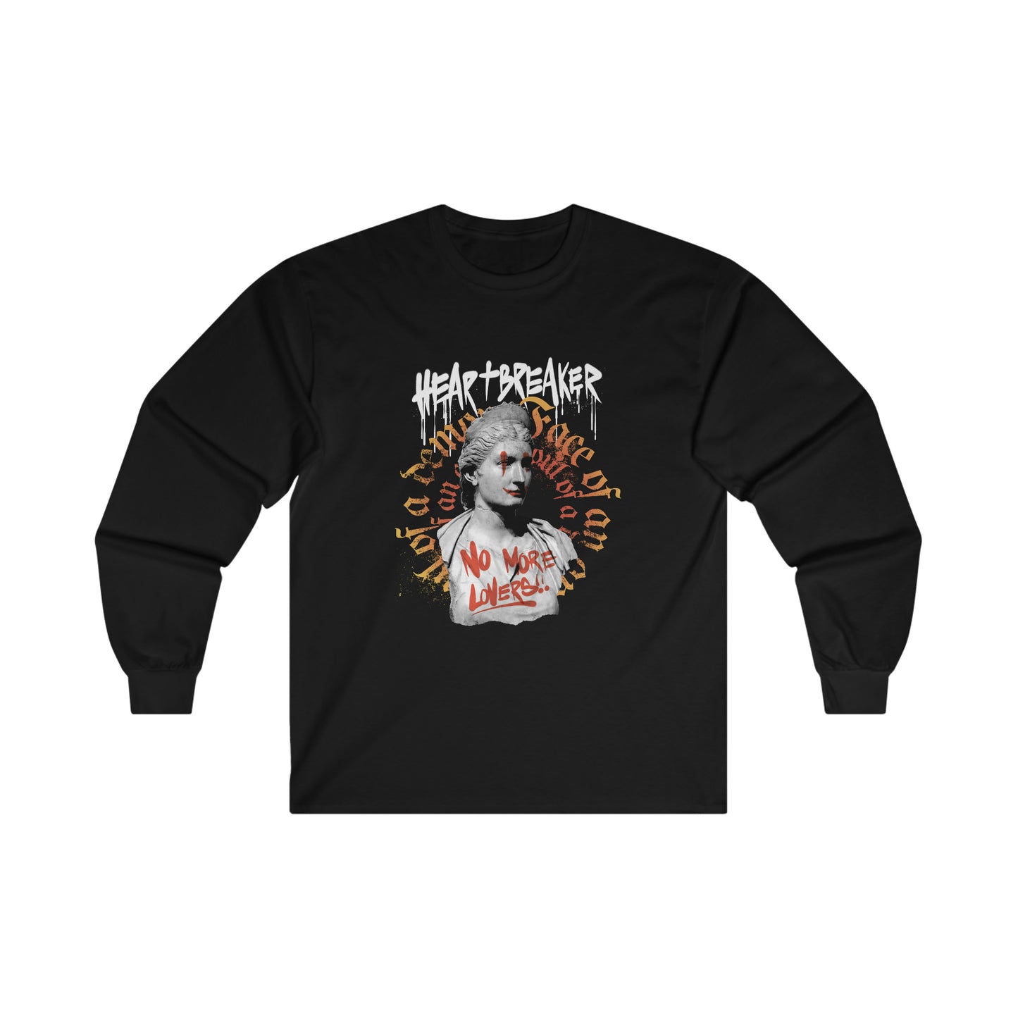 Heartbreaker Greek Statue Graffiti, Y2k Aesthetic Long Sleeve T-Shirt