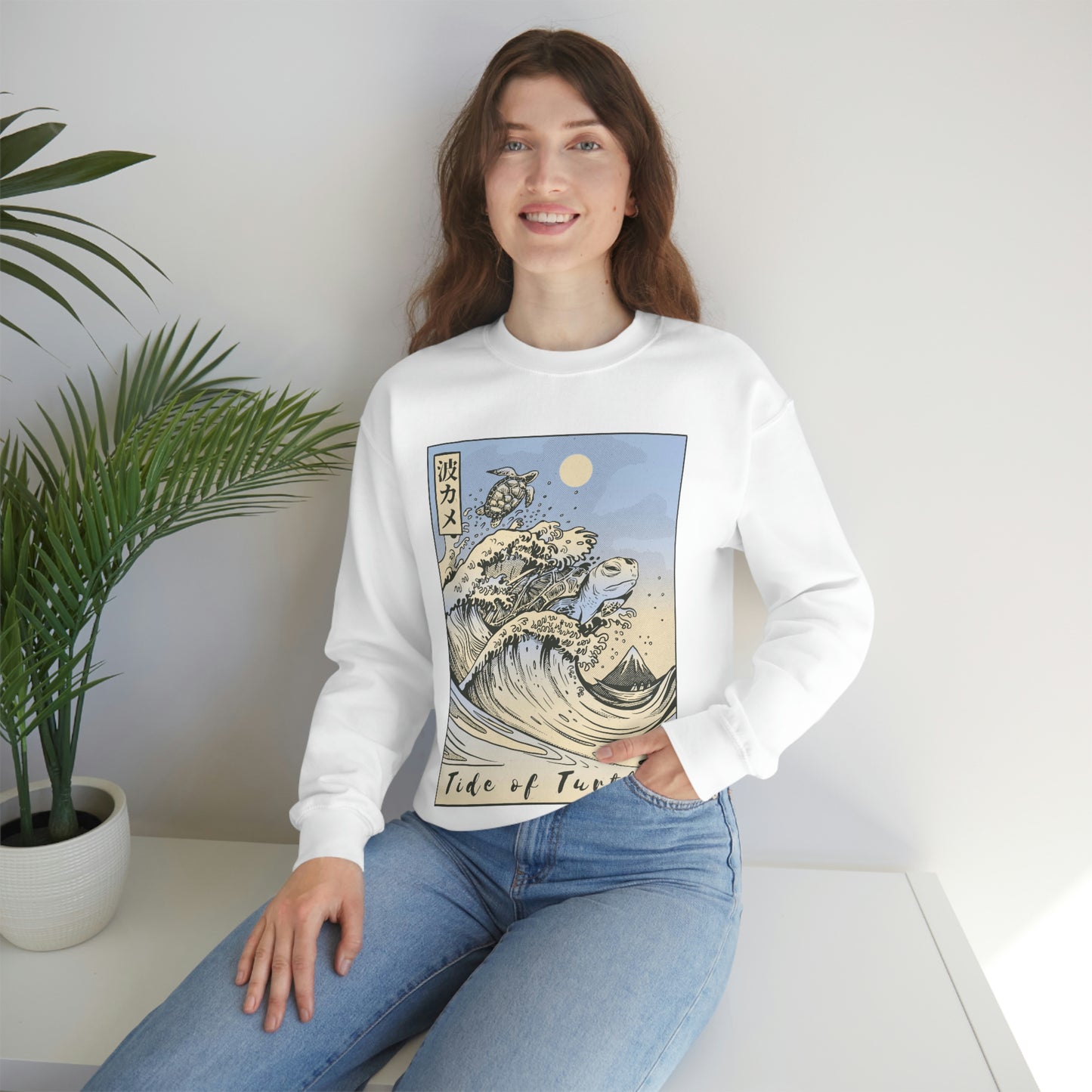 Japan Streeetwear Retro, Japanese Aesthetic Wave Turtles Sweatshirt