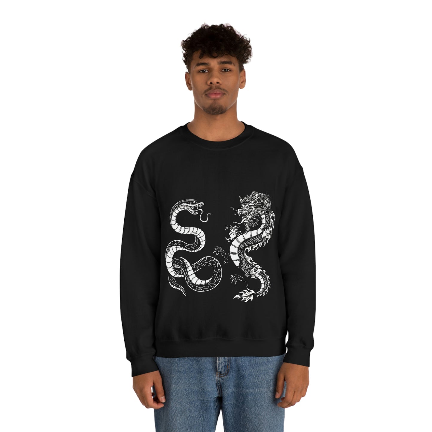 Indie Japanese Art, Japan Streeetwear Retro Ying Yang Dragons Sweatshirt