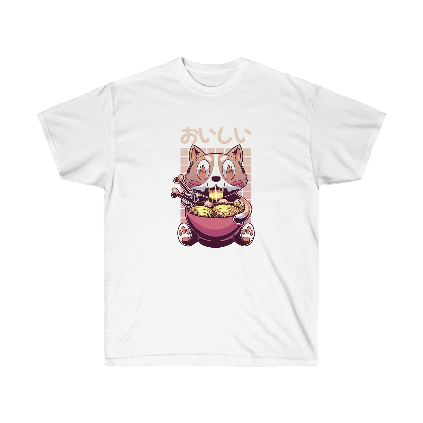 Kawaii Aesthetic Cute Cat Ramen Retrowave T-Shirt