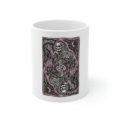 Goth Aesthetic Grim Reaper Card White Ceramic Mug