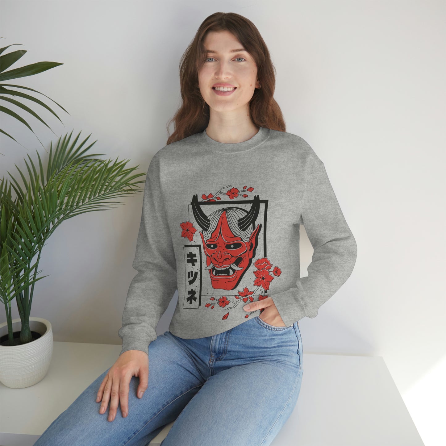 Indie Japanese Art, Japan Streeetwear Retro, Japanese Aesthetic Mask Sweatshirt