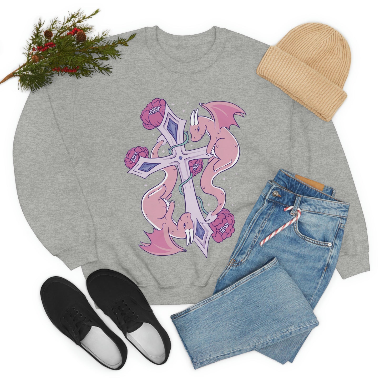 Pastel Goth Dragons, Goth Aesthetic Sweatshirt