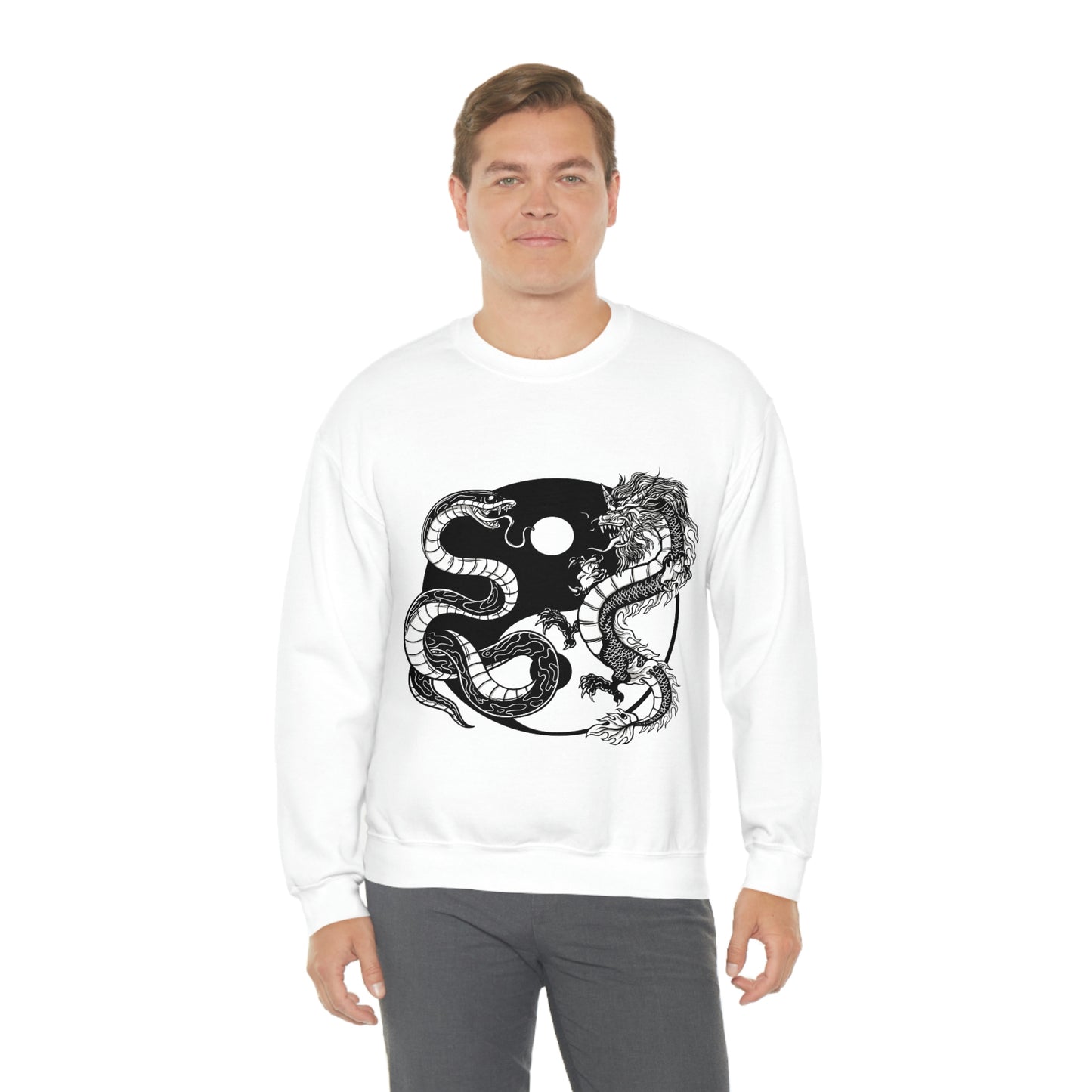 Indie Japanese Art, Japan Streeetwear Retro Ying Yang Dragons Sweatshirt