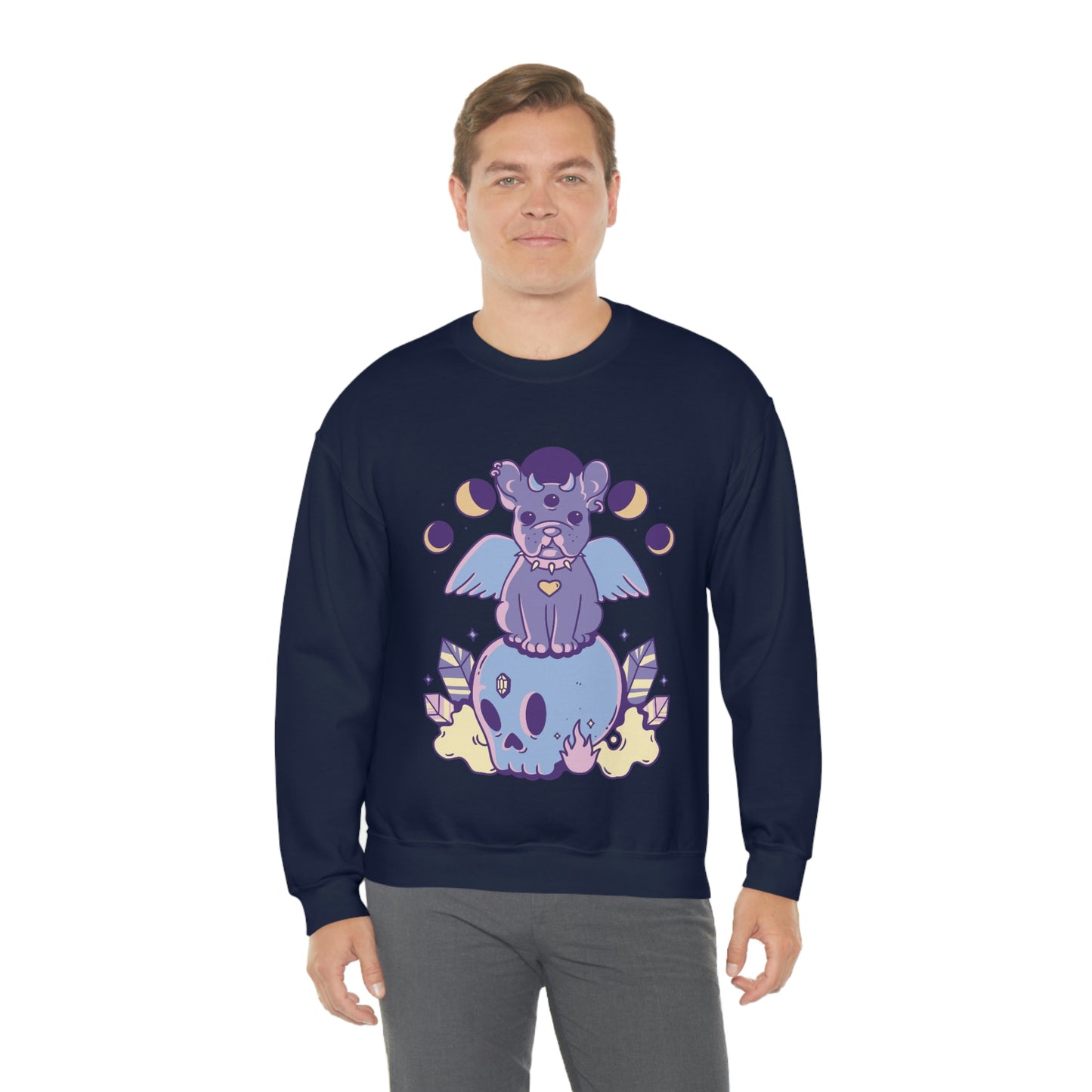 Pastel Goth Dog On Skull Goth Aesthetic Sweatshirt