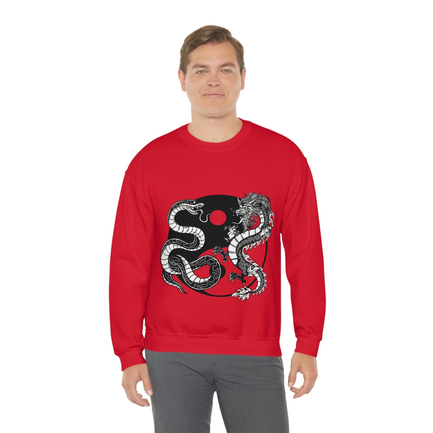 Indie Japanese Art, Japan Streeetwear Retro Ying Yang Dragons Sweatshirt